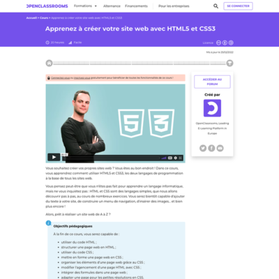 Tutorial Open Class Rooms html et Css